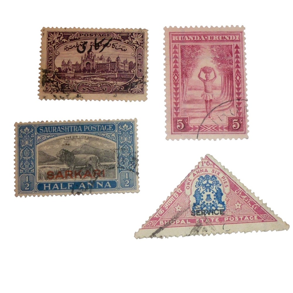 Vintage International Stamps Hyderabad Ruanda-Urundi Saurashtra Bhopal State Lot